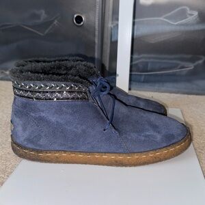 Laidback London Blue Suede Beaded & braided Chuka Tie Boots EUR 40
